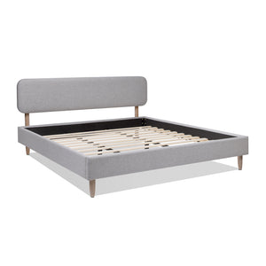 English Elm Jennifer Taylor Home - Diego King Low Upholstered Platform Bed In Light Grey - Modern Elegance With Natural Wood Legs B2719P238662