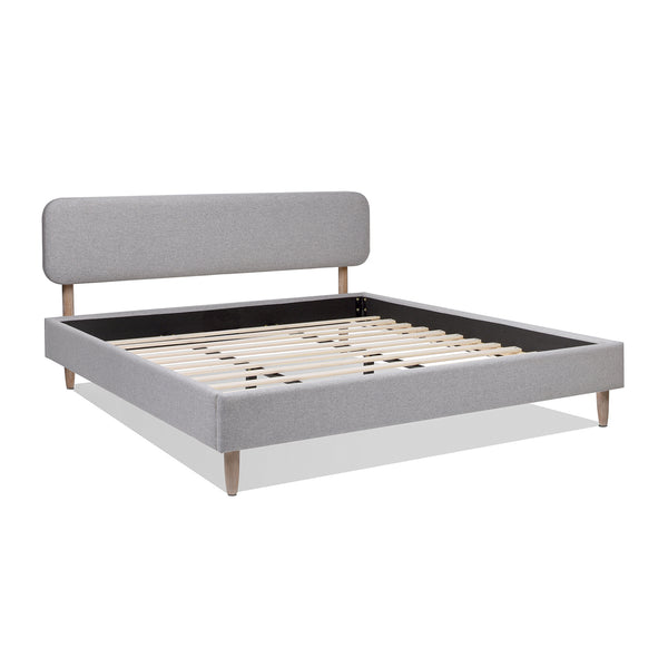 English Elm Jennifer Taylor Home - Diego King Low Upholstered Platform Bed In Light Grey - Modern Elegance With Natural Wood Legs B2719P238662