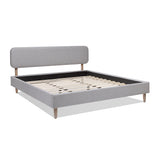 English Elm Diego Low Upholstered Platform Bed, King, Light Grey Polyester