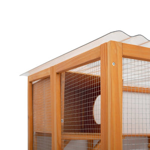 English Elm Weatherproof Pine Wood Catio Outdoor Cat Enclosure with Platforms Ramps and Pvc Roof N843MP003N