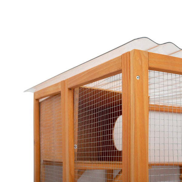 English Elm Weatherproof Pine Wood Catio Outdoor Cat Enclosure with Platforms Ramps and Pvc Roof N843MP003N