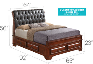 English Elm Elegant Queen Storage Bed With Timeless Transitional Design, Warm Oak Finish & Ample Organization Space B078S00495