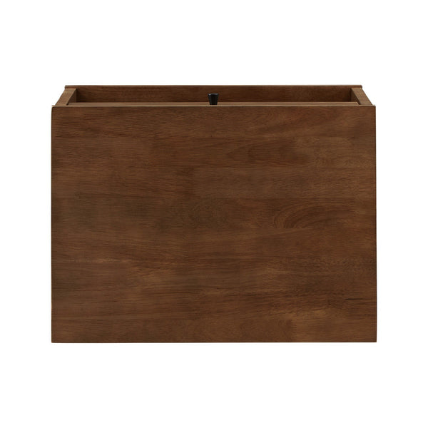 Aleph Rubberwood Nightstand with Drawer Open Cubby Tapered Legs Warm Brown