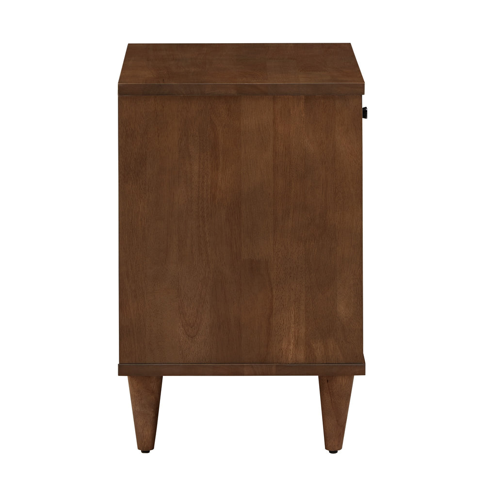 Homelegance Aleph Rubberwood Nightstand with Drawer Open Cubby Tapered Legs Warm Brown 056B-4