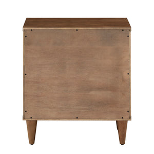 Aleph Rubberwood Nightstand with Drawer Open Cubby Tapered Legs Warm Brown