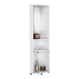 English Elm Chicago 75" H Mirrored Corner Bar Cabinet – Elegant Storage With Glass Doors, Shelves & Stemware Rack B070P210742