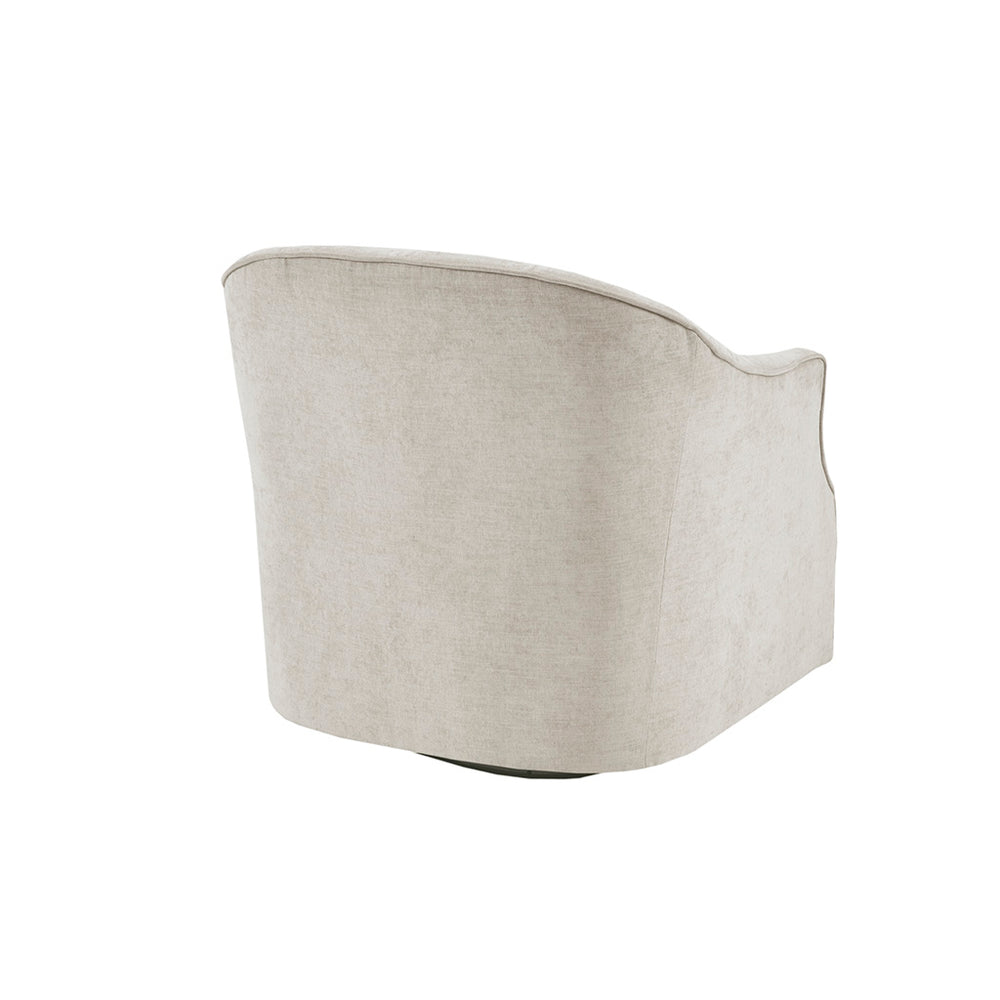 JLA Home Madison Park - Swivel tufted lounge chair with 360° metal base, plush high-density foam, solid wood frame, neutral fabric MP103-1072