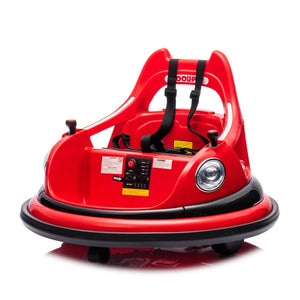 English Elm 12v Kids Ride on Bumper Car with 360 Spin Led Lights Bluetooth and Parental Remote Red W1578P198506