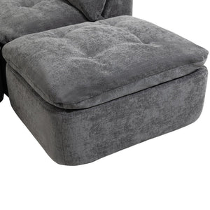 English Elm Modern Chenille Cloud Sectional with Ottoman Deep Sink Modular L Shaped Living Room Sofa Dark Grey W2379S00004