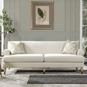 English Elm Jennifer Taylor Home - Alana 88" Lawson Two-Cushion Tightback Sofa in French Performance Velvet with Removable Zippered Covers Beige B2719P238317