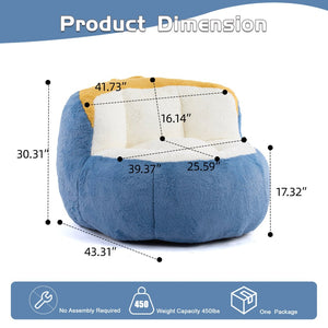English Elm Oversized Multicolor Faux Fur Bean Bag Sofa – Cozy Lounger With Shredded Foam, No Assembly Needed! W3723P375714-GIGA