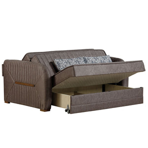 English Elm PrimeNest Flyte Collection Upholstered Convertible Loveseat with Storage, Sleeper Sofa for Small Spaces Dark Brown B030P281819