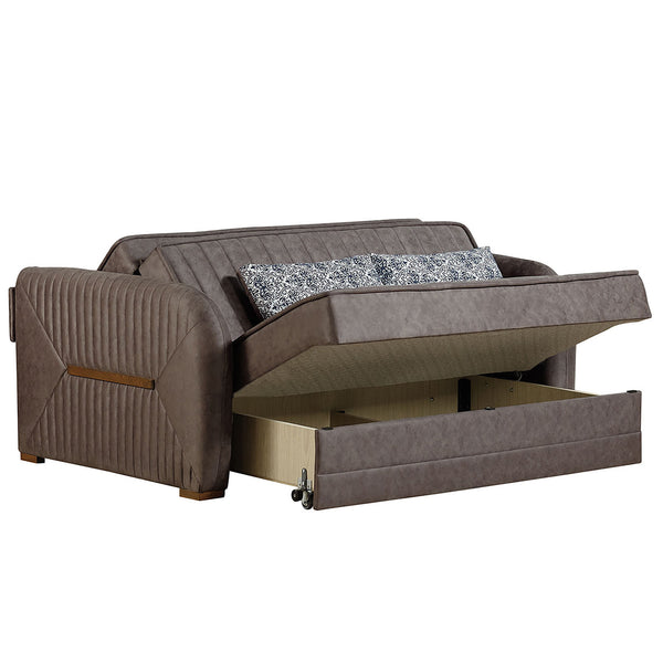 English Elm PrimeNest Flyte Collection Upholstered Convertible Loveseat with Storage, Sleeper Sofa for Small Spaces Dark Brown B030P281819