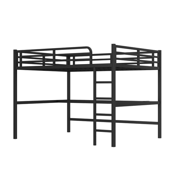 English Elm Metal Queen Size Loft Bed With Integrated Desk, Led Lighting, Power Outlet & Space-Saving Design W1580S00182