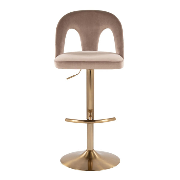 English Elm Adjustable Swivel Barstools Set of 2 White Fabric Padded Seats Chrome Base Taupe B202S01956