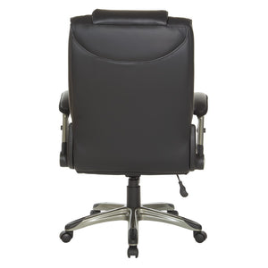 OSP Home Furnishings Exec Bonded Leather Office Chair with Lumbar Support Padded Arms and Pneumatic Height Lift ECH52607-EC3