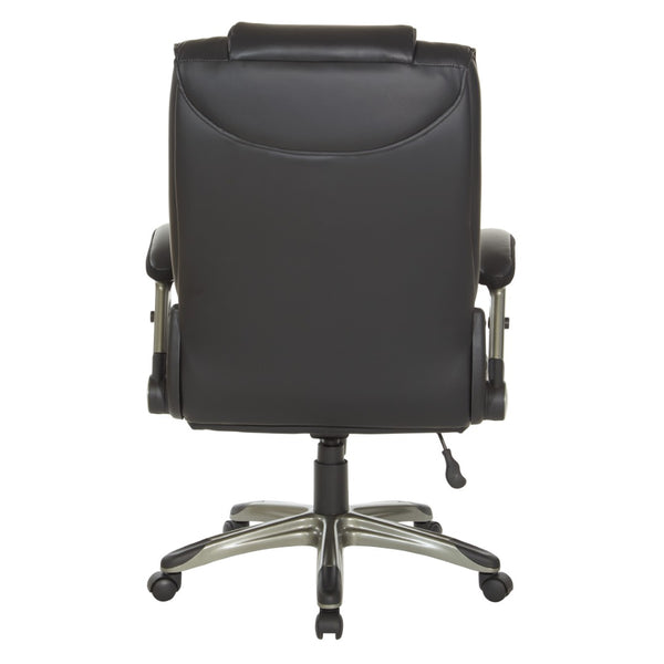 OSP Home Furnishings Exec Bonded Leather Office Chair with Lumbar Support Padded Arms and Pneumatic Height Lift ECH52607-EC3
