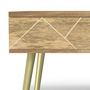 English Elm Jager Mango Wood Lift-Top Coffee Table with Hidden Storage, Gold Brass Inlays & Angled Iron Legs B136P203435