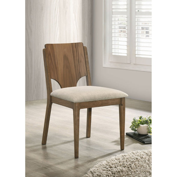 English Elm Graham Walnut Wood Dining Chairs with Beige Seat Cushions Modern Set of Two B062P441071