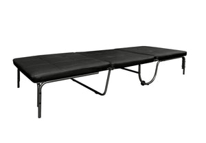 English Elm Senon Adjustable Black Faux Leather Futon Chair with Metal Frame, Casters & Fold-Out Bed, 220lb Capacity B2726P339284