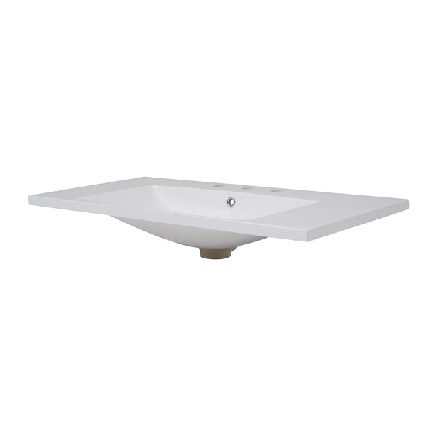 English Elm 36''x18'' Resin Bathroom Sink Top 8" Centerset with Overflow, Drop-In/Undermount Vanity Basin White Durable N710P175752K