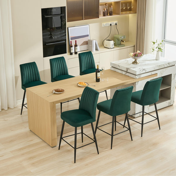 English Elm Adjustable Velvet Bar Chairs Set Of 2 – Stylish Green Upholstered Seating For Kitchen & Dining Spaces W3615P340681