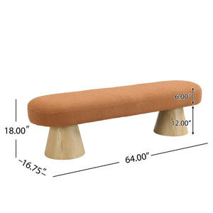 English Elm Christopher Knight Home® - Dining 64" Modern Farmhouse Storage Bench with Bouclé Upholstery and Solid Wood Legs, Durable and Stylish Orange N779P271401O