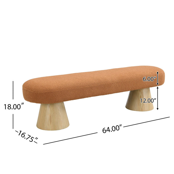 English Elm Christopher Knight Home® - Dining 64" Modern Farmhouse Storage Bench with Bouclé Upholstery and Solid Wood Legs, Durable and Stylish Orange N779P271401O