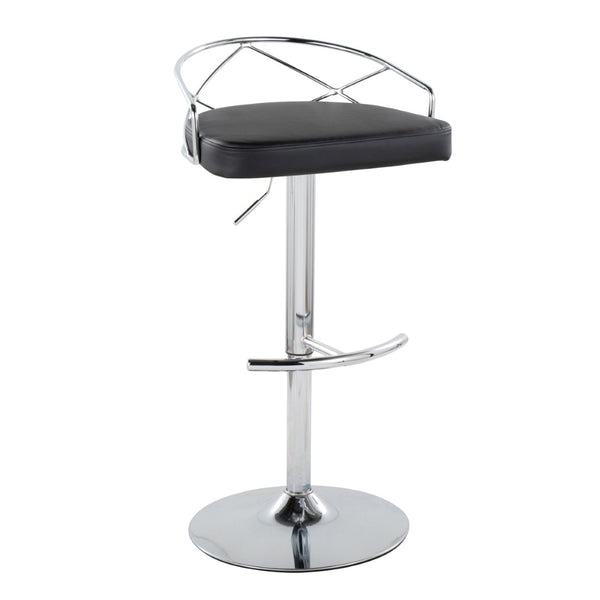 English Elm Adjustable Swivel Barstools Mid-century Modern Walnut and Cream Faux Leather Set of 2 B202S02169