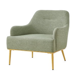 English Elm Modern Chenille Armchair with Curved Back Gold Legs Plush Accent Seat for Any Room Green N763P360684F