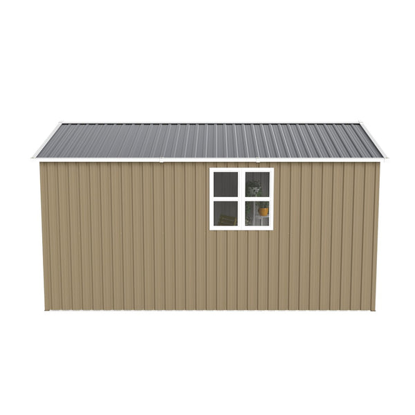 English Elm Campcraft 8x12 Outdoor Metal Storage Shed Lockable Weatherproof Backyard Tool House Brown W1598S00043