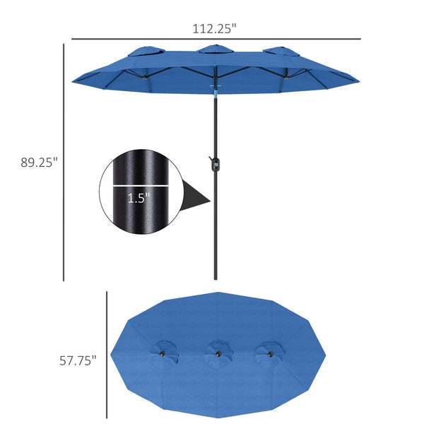 English Elm Outdoor Patio Umbrella Double Canopy 12 Rib Steel Frame with Tilt Vented Top T3971P425633