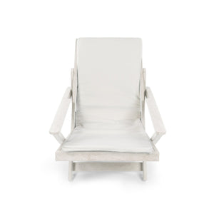 English Elm Pinecrest Outdoor Folding Lounge Chair Recycled Hdpe Reclining Patio Seat with Cushion Ivory B2745P409696