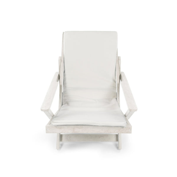 English Elm Pinecrest Outdoor Folding Lounge Chair Recycled Hdpe Reclining Patio Seat with Cushion Ivory B2745P409696