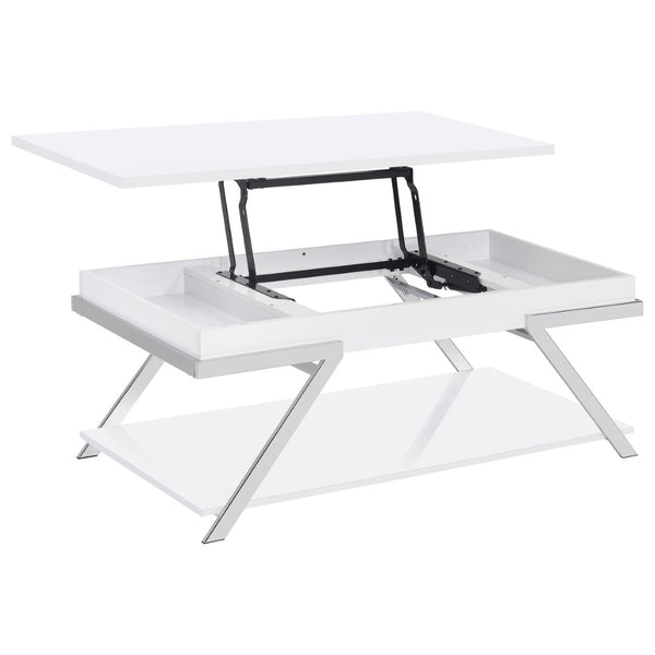 English Elm Fletcher Lacquered High Gloss Coffee Table with Open Shelf for Modern Living Rooms B062P447812