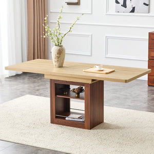 English Elm An Extendable Mdf Dining Table with Open Shelf Storage Seats up to Eight Walnut,Wood W1151S04624