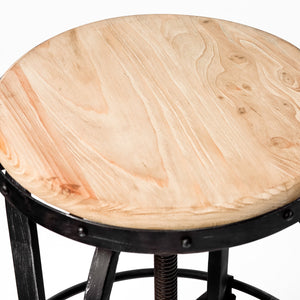 English Elm Christopher Knight Home® - Firwood Industrial Swivel Barstool with Adjustable Height, Firwood Seat & Sturdy Iron Frame, Pewter Natural Finish 52135.00