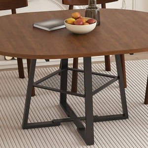 English Elm 59-inch Expandable Glass Top Dining Set Seats 8 with Upholstered Chairs X-base W2700S00112
