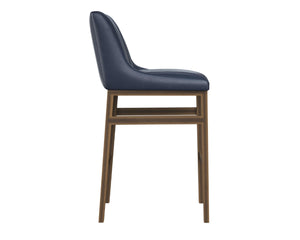 Sunpan HALDEN Barstool - Elevate Your Space with Durable Bravo Admiral Faux Leather and Rustic Bronze Frame Blue 112257