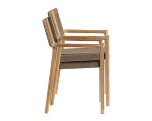 Sunpan Kavala Stackable Dining Armchair Set - Stylish Wood Frame, Comfortable Seating for Modern Homes Natural