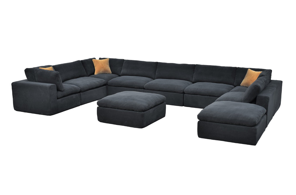 English Elm Coffee Bean Fabric Modular Sectional Sofa with Toss Pillows for Living Room B2748S00086