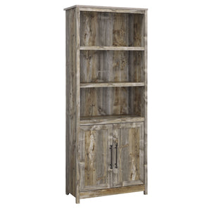 English Elm Library Cabinet With Doors - Stylish Brown Finish, Adjustable Shelves & Space-Saving Design For Home B356P367970