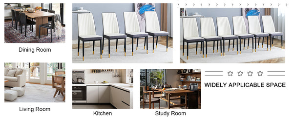 English Elm 4 Modern Dining Chair Set – Stylish White & Grey High-Back Pu Chairs With Sturdy Black Legs, 4-Pack W1151P192238