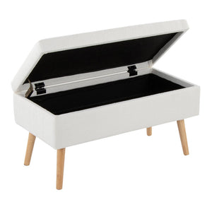 English Elm Storage Bench with Button Tufted Velvet Seat and Gold Tapered Legs for Bedroom B202P471493