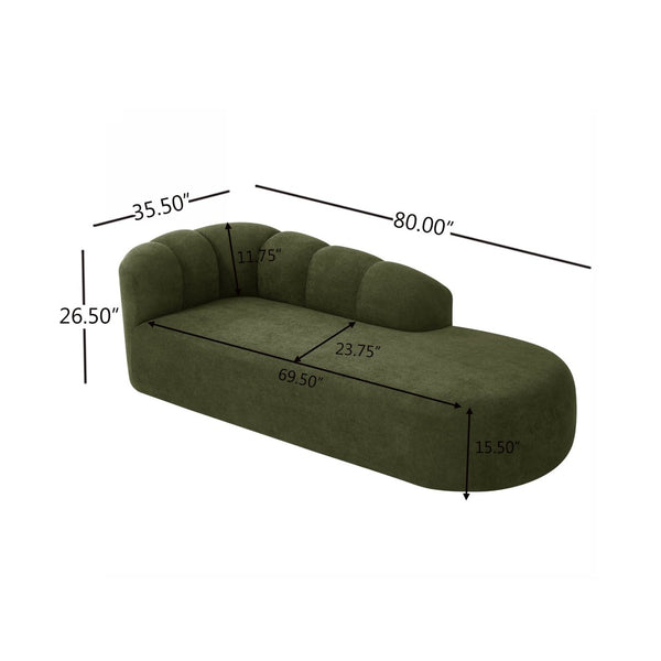English Elm 80" Curved Sofa Scalloped Bubble Back Polyester Upholstered Modern Living Room Seating Olive Green N771P397555L