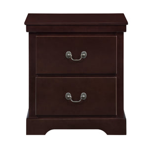 English Elm 1 Piece Classic Traditional 2 Drawers Nightstand Cherry Finish Bedroom Furniture Wooden Bedside Table Cabinet