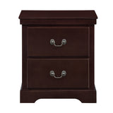 Classic Traditional 2-Drawer Nightstand, Cherry Finish Wooden Bedside Table