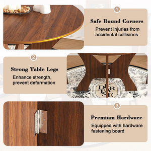 English Elm 43 Inch Foldable Mdf Dining Set with Pu Cushioned Solid Wood Chairs Space Saving Walnut W2700S00114