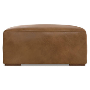 English Elm Rex Genuine Aniline Leather Ottoman Low Profile Living Room Footrest or Coffee Table B136P436948