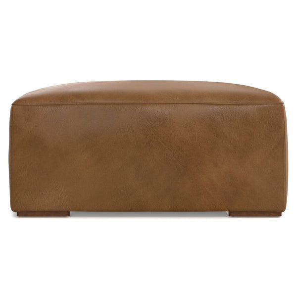 English Elm Rex Genuine Aniline Leather Ottoman Low Profile Living Room Footrest or Coffee Table B136P436948